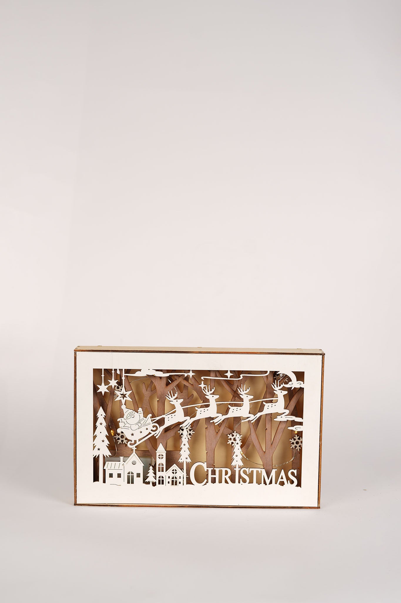 Christmas Shadow Box with LED Lights - 28cm