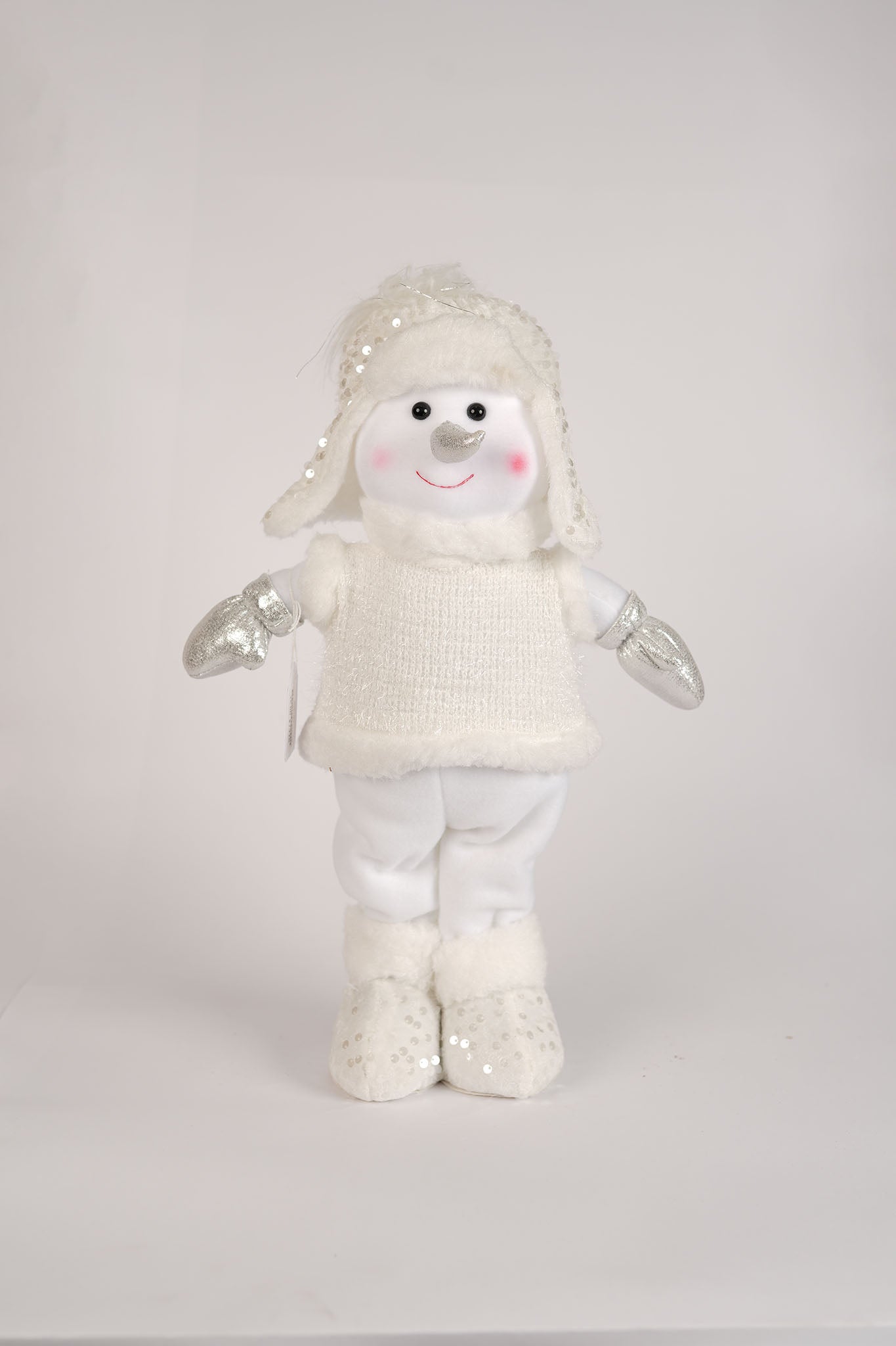 White Snowman with Silver Accents - 45cm