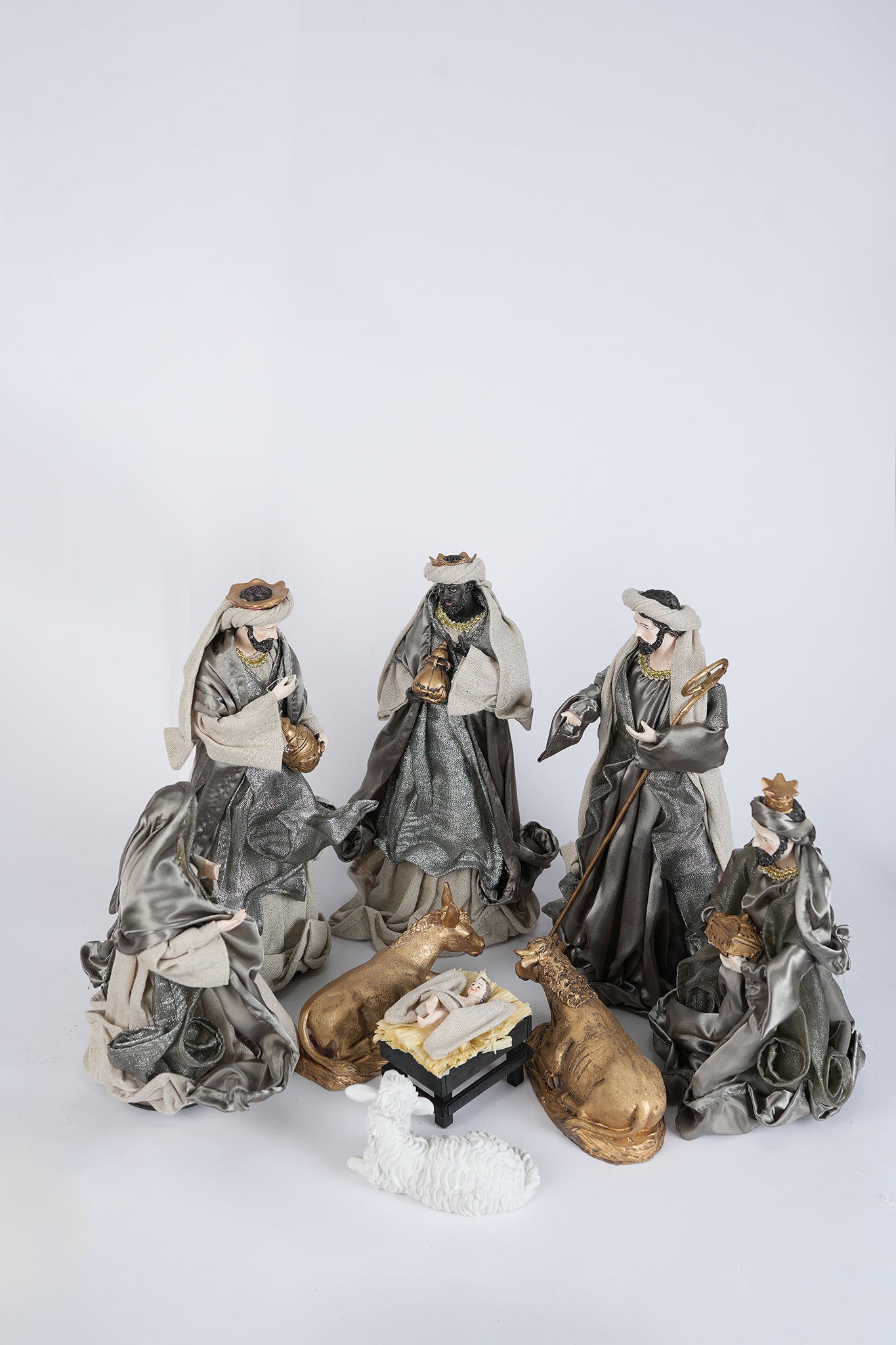 Elegant Silver & Gold Nativity Set - 9 Piece Collection