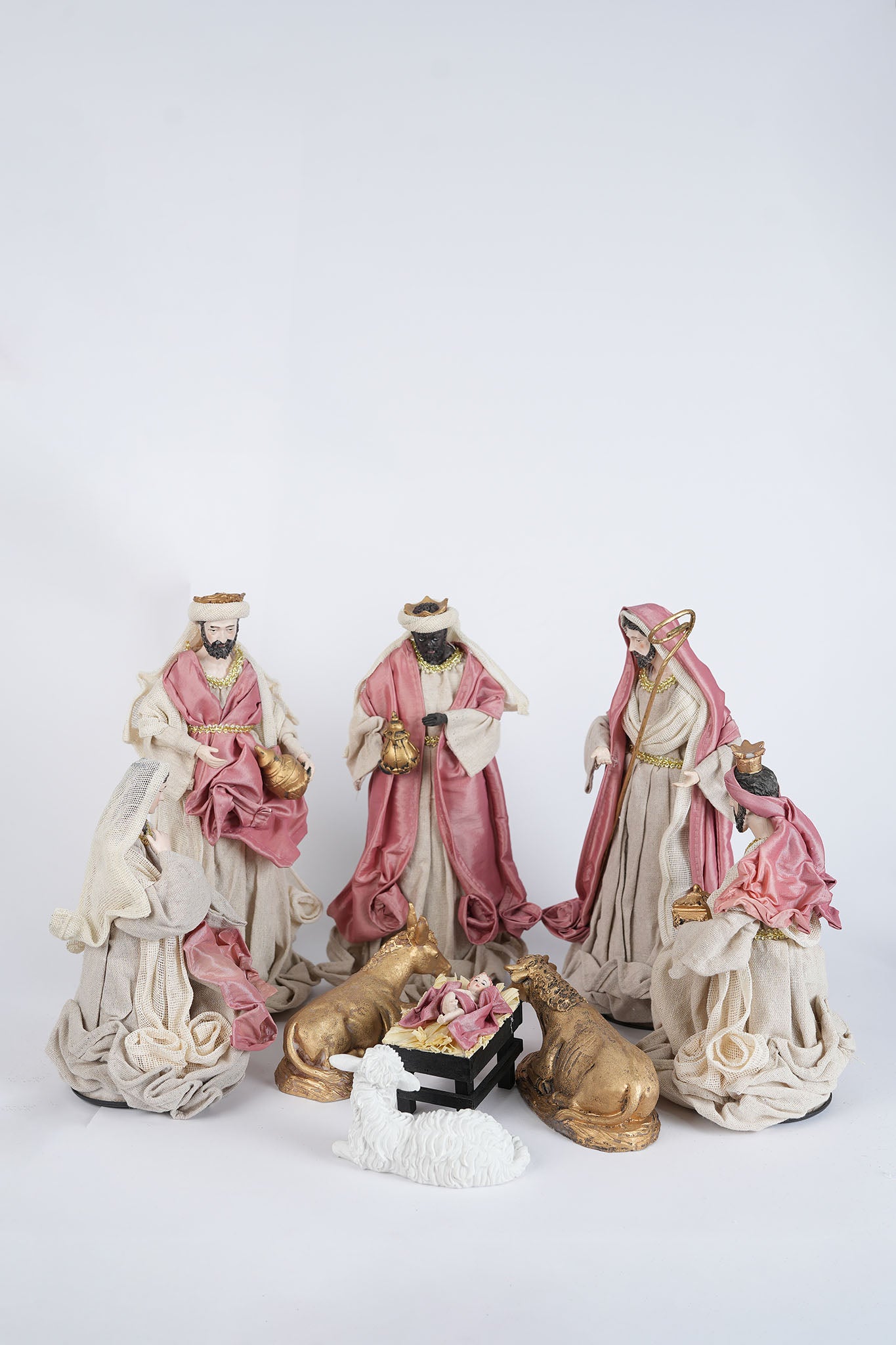 Romantic Pink & Cream Nativity Set - 9 Piece Collection