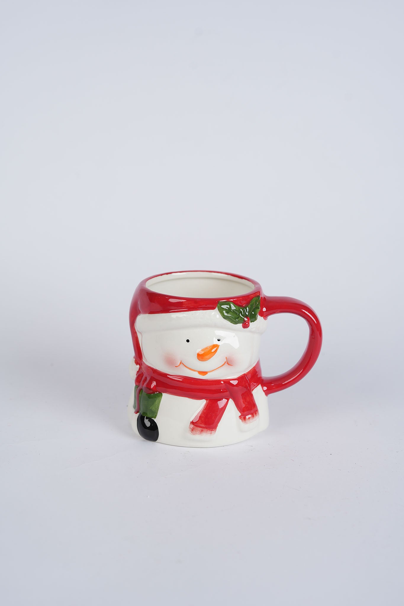 Snowman Ceramic Mug with Red Scarf