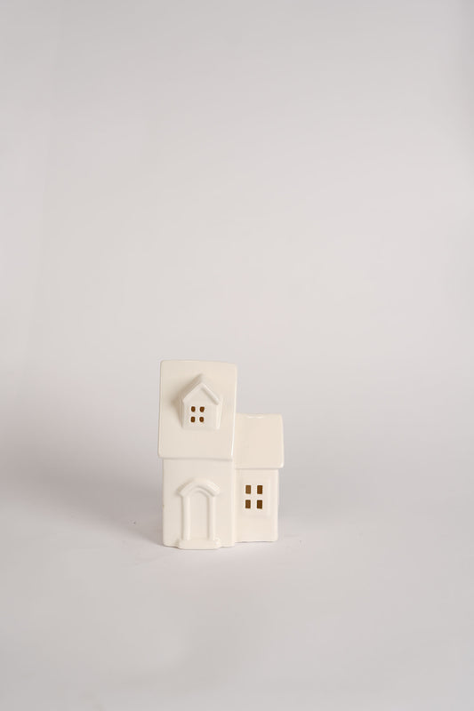 LED Ceramic House with Warm Lights - 15cm