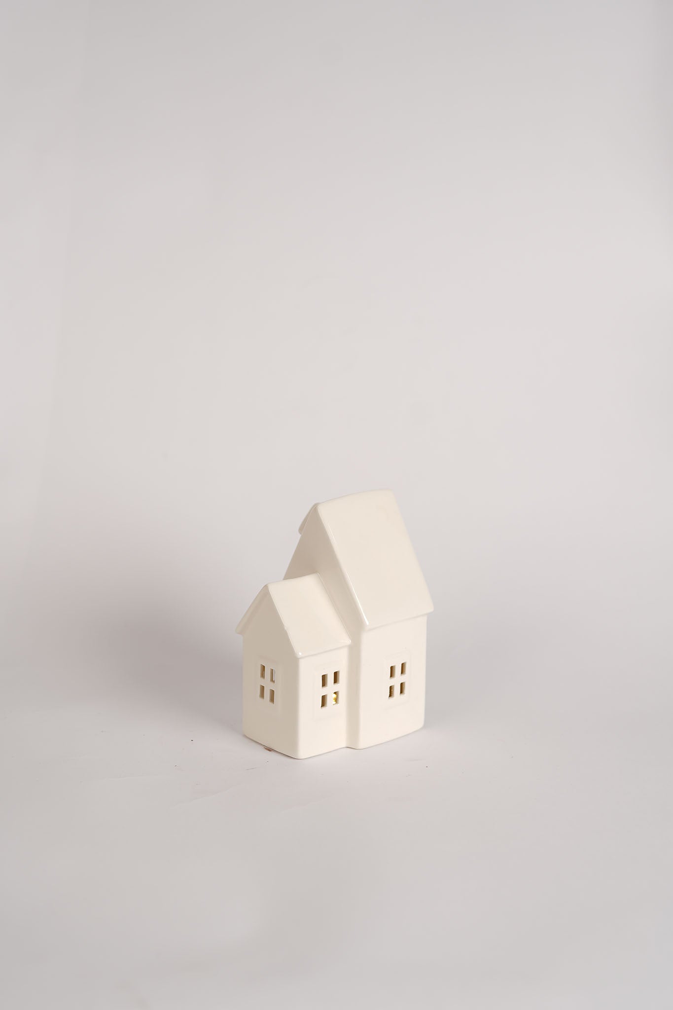 LED Ceramic House with Warm Lights - 15cm