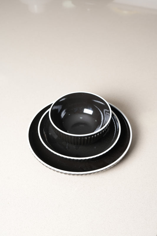 Black Contour White Dinnerware Set - 18 Pieces Set