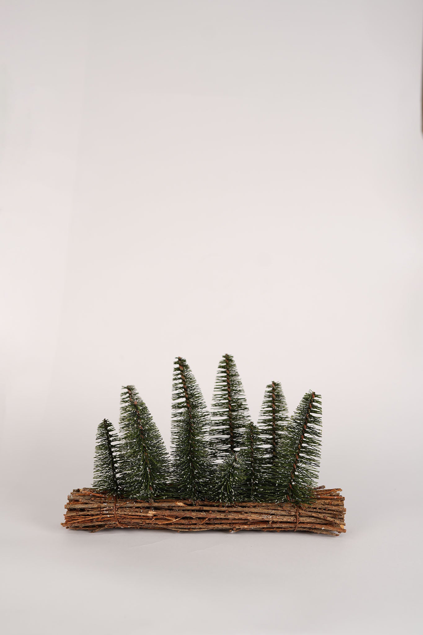 Rustic Christmas Tree Centerpiece on Wood Base - 30cm