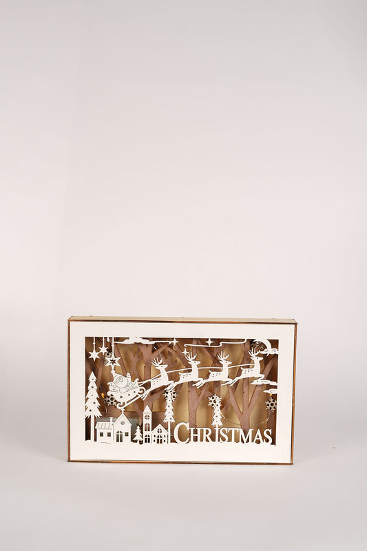 Christmas Shadow Box with LED Lights - 28cm