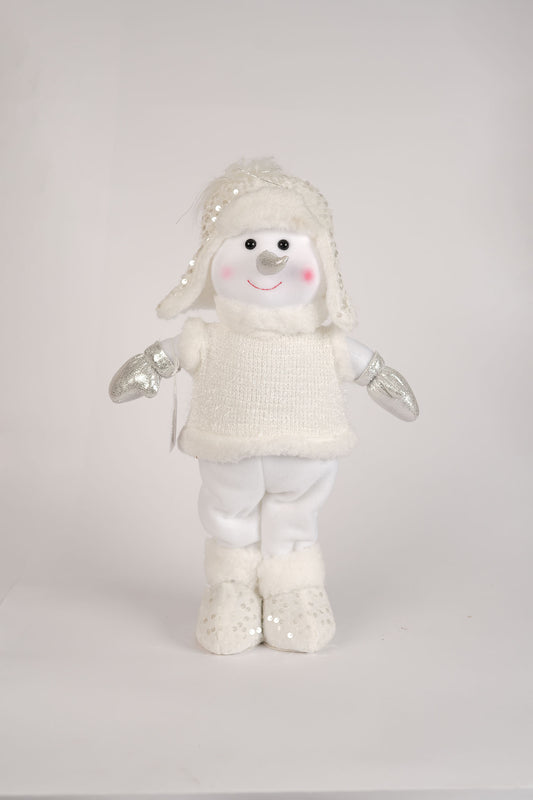 White Snowman with Silver Accents - 45cm