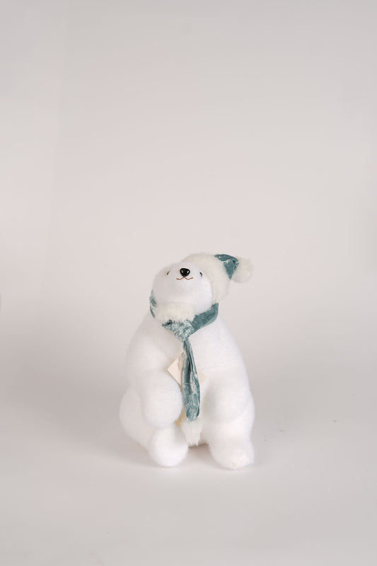 Sitting Polar Bear with Teal Accents Decoration