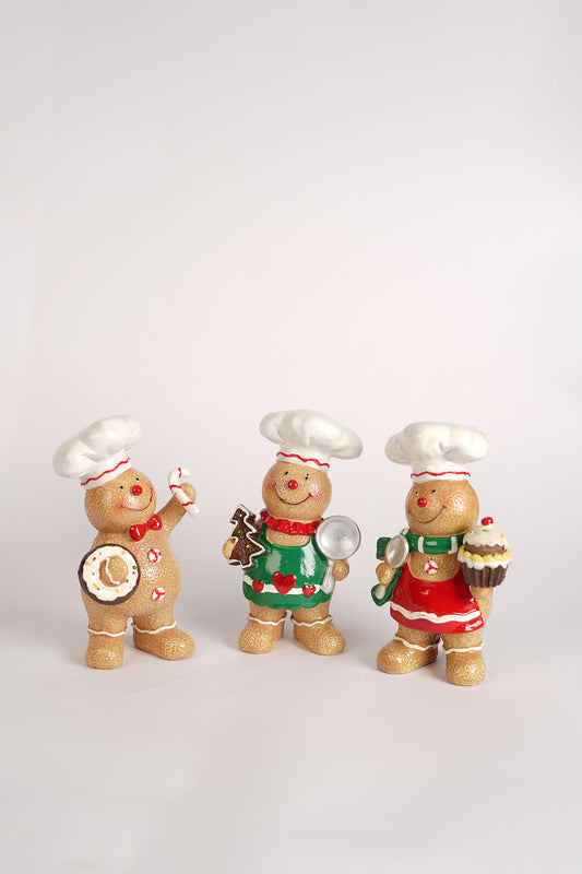 Gingerbread Chef Figurines Set - 3 Pieces