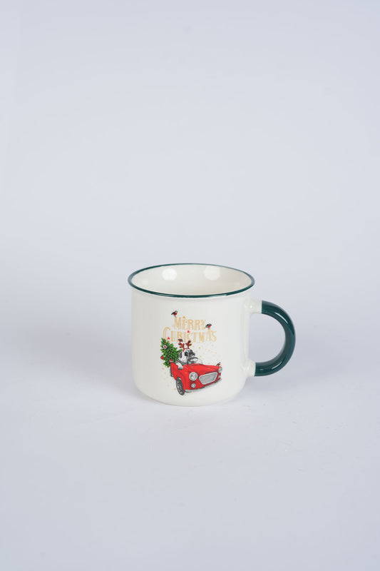 Christmas Car Enamel Mug - Vintage Style