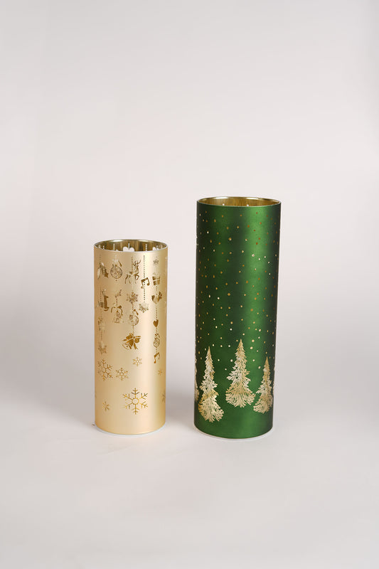 LED Blown Glass Cylinder Lights Set - 2 Pieces