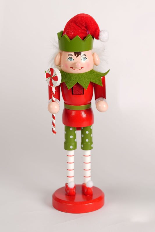 Elf Nutcracker with Candy Cane - 26cm