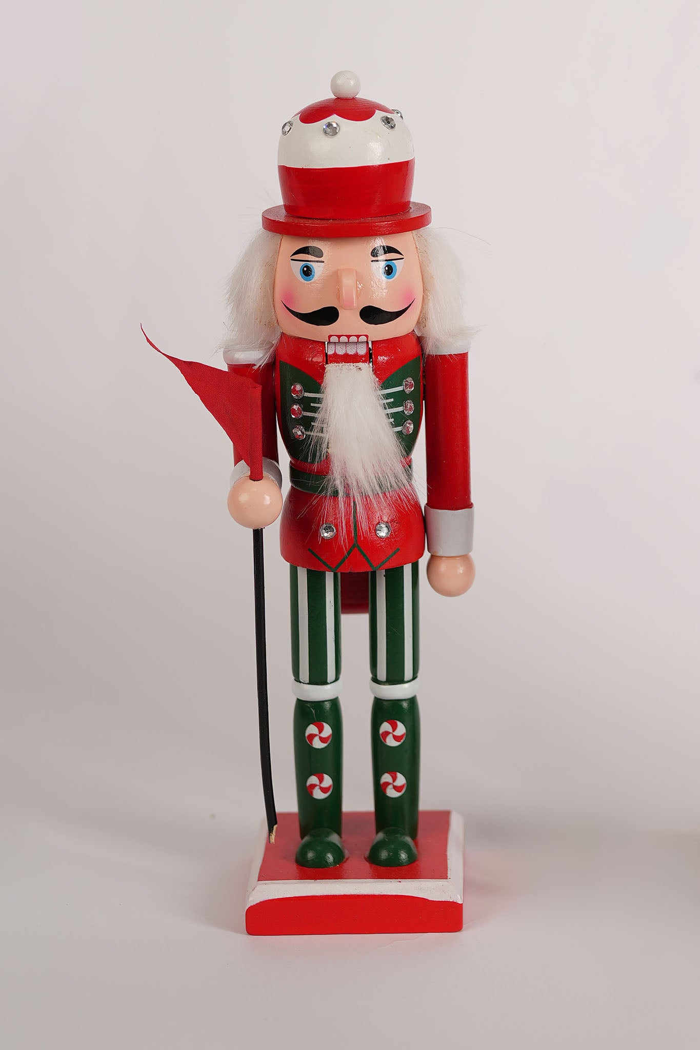 Red and Green Nutcracker with Flag - 26cm