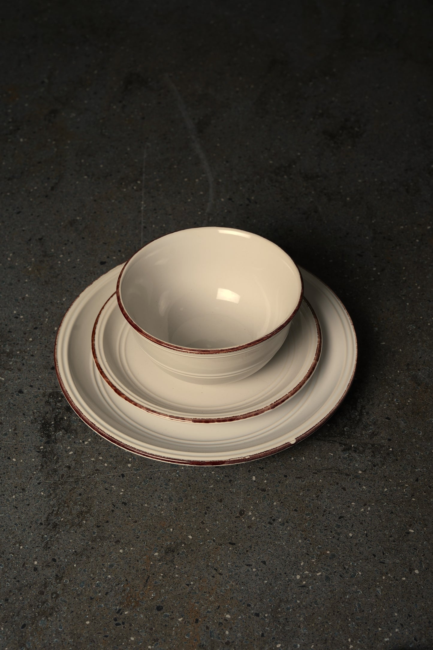 Beige Contour Grey Ceramic Dinnerware Set - 12 Piece Collection