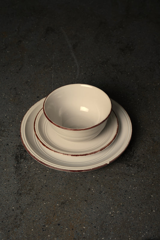 Beige Contour Grey Ceramic Dinnerware Set - 12 Piece Collection