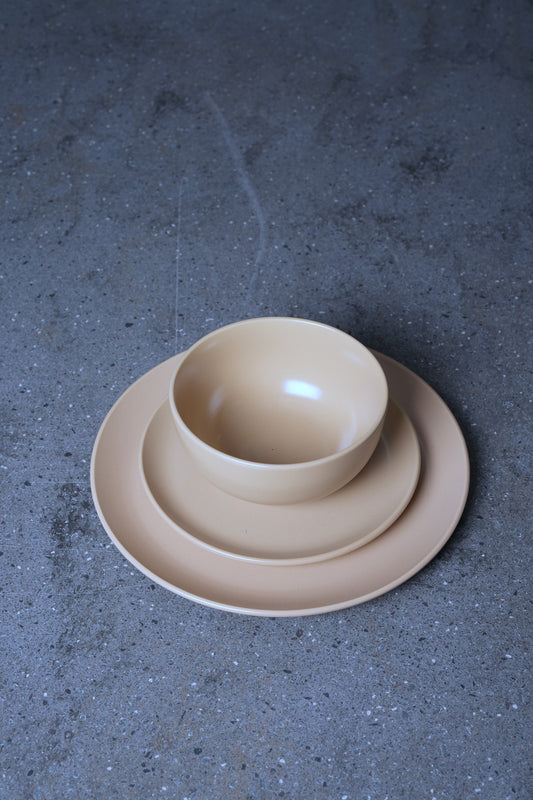 Beige Matte Modern Ceramic Dinnerware Set - 12 Piece Collection