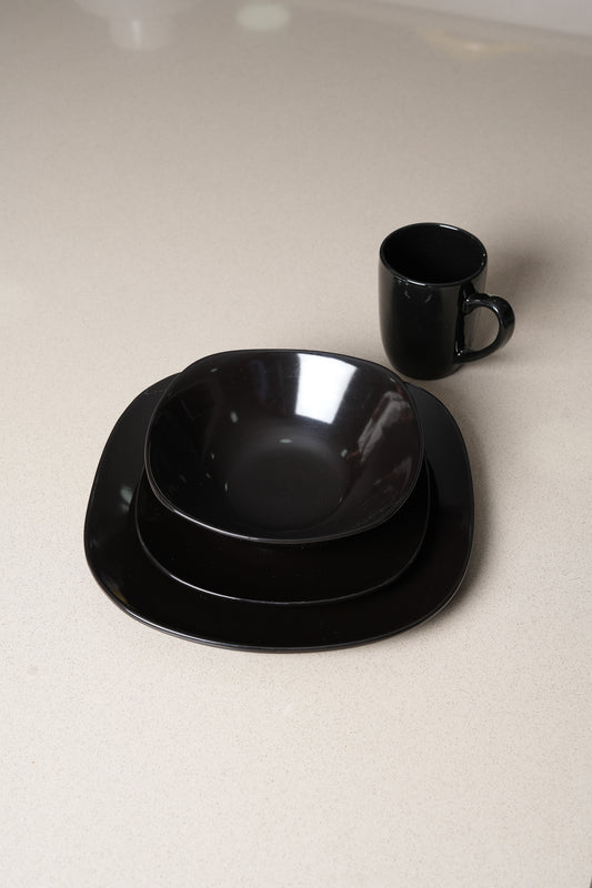 Black Square Dinnerware Set - 16 Pieces Set