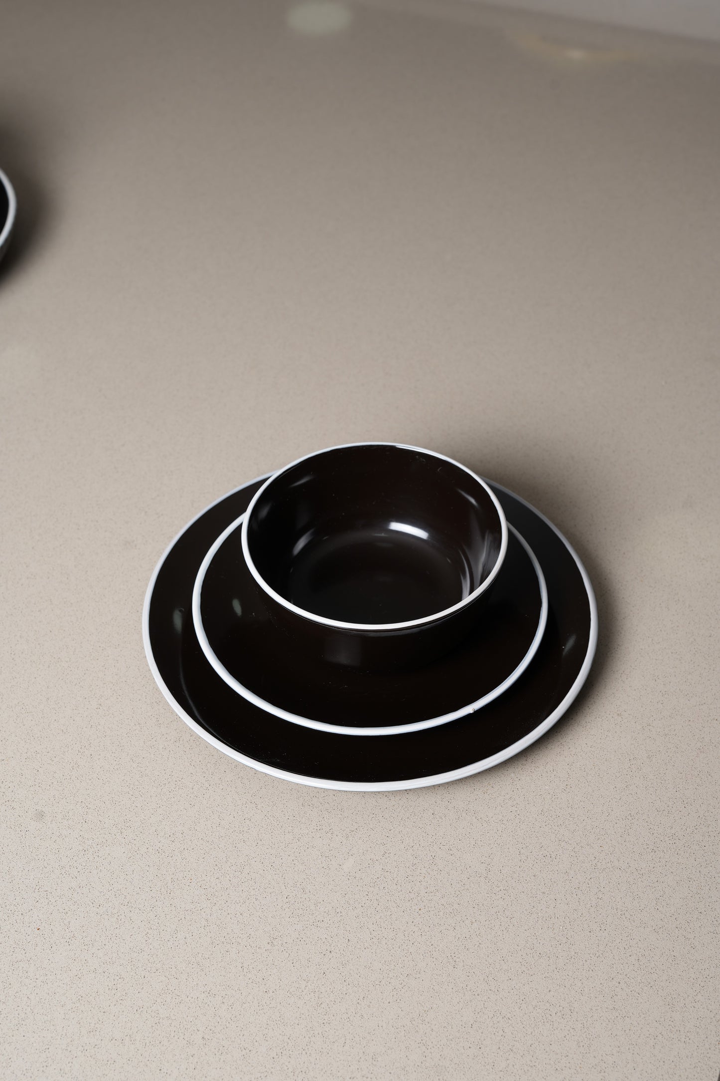 Black White Rim Dinnerware Set - 18 Pieces Set