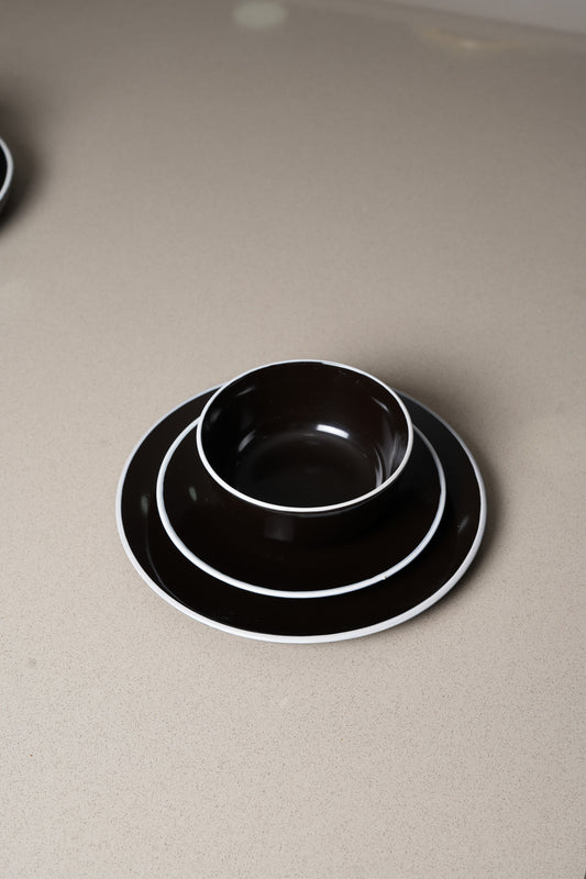 Black White Rim Dinnerware Set - 18 Pieces Set