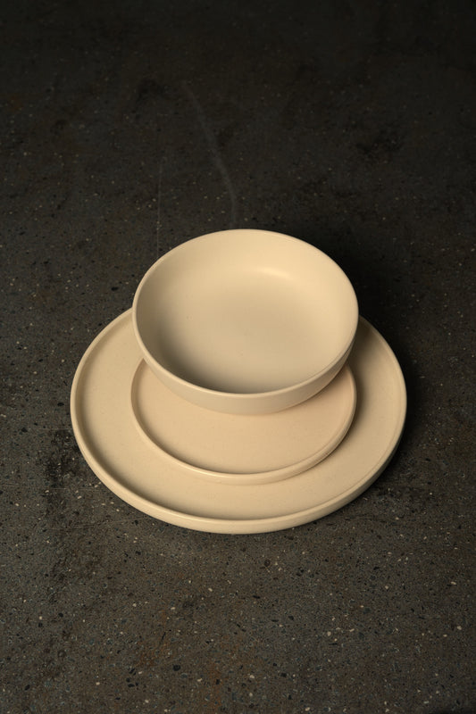 White Matte Round Dinnerware Set - 18 Pieces Set